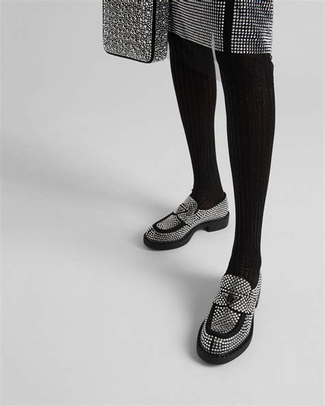 crystal prada loafers|Crystal Satin loafers with crystals .